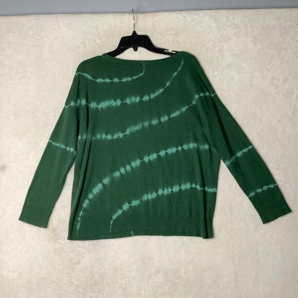 J. Jill Womens Tie-Dye Sweater Green Small  Petite Cotton Viscose Blend Ribbed - Picture 2 of 9